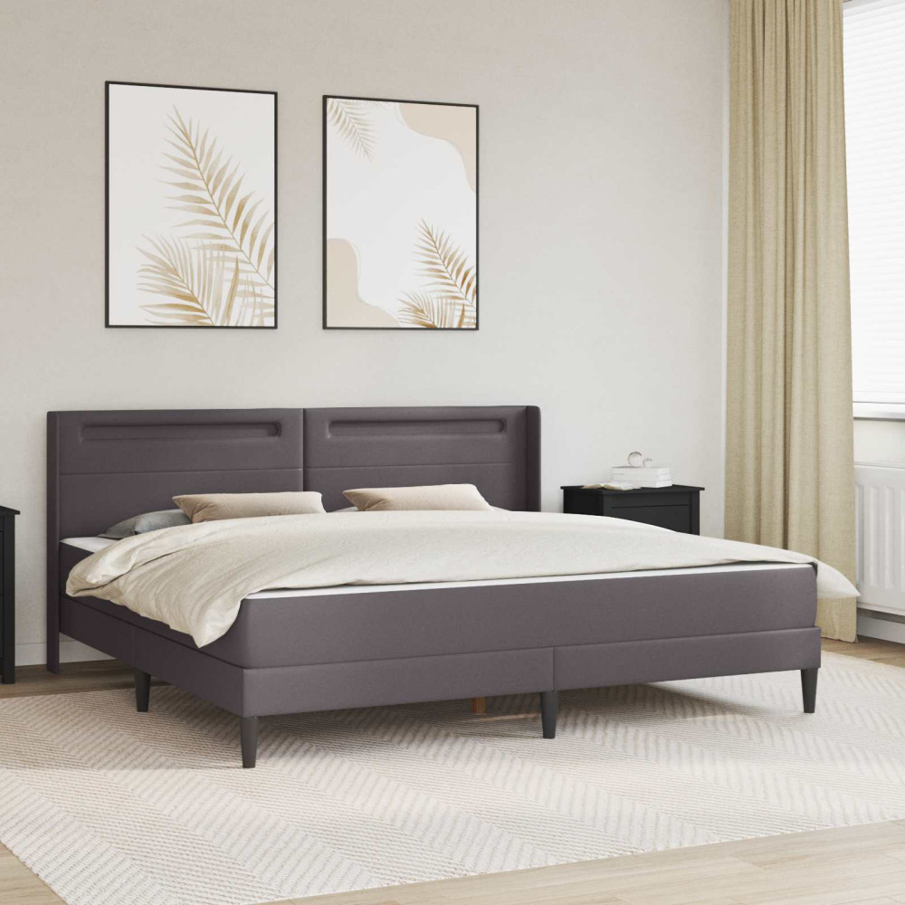 Produktbild för Sängram med madrass Grå 180 x 200 cm Konstläder