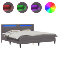Produktbild för Sängram med madrass Grå 180 x 200 cm Konstläder