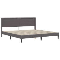 Produktbild för Sängram med madrass Grå 180 x 200 cm Konstläder