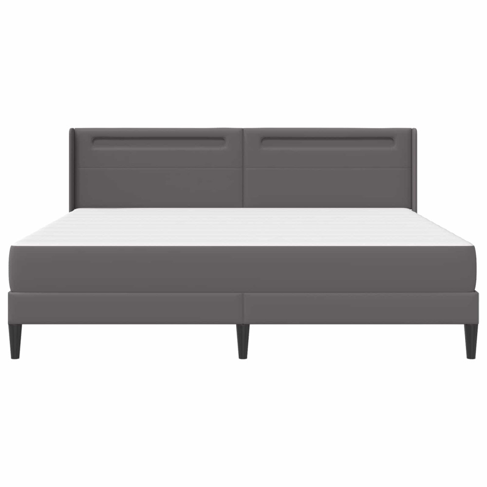 Produktbild för Sängram med madrass Grå 180 x 200 cm Konstläder