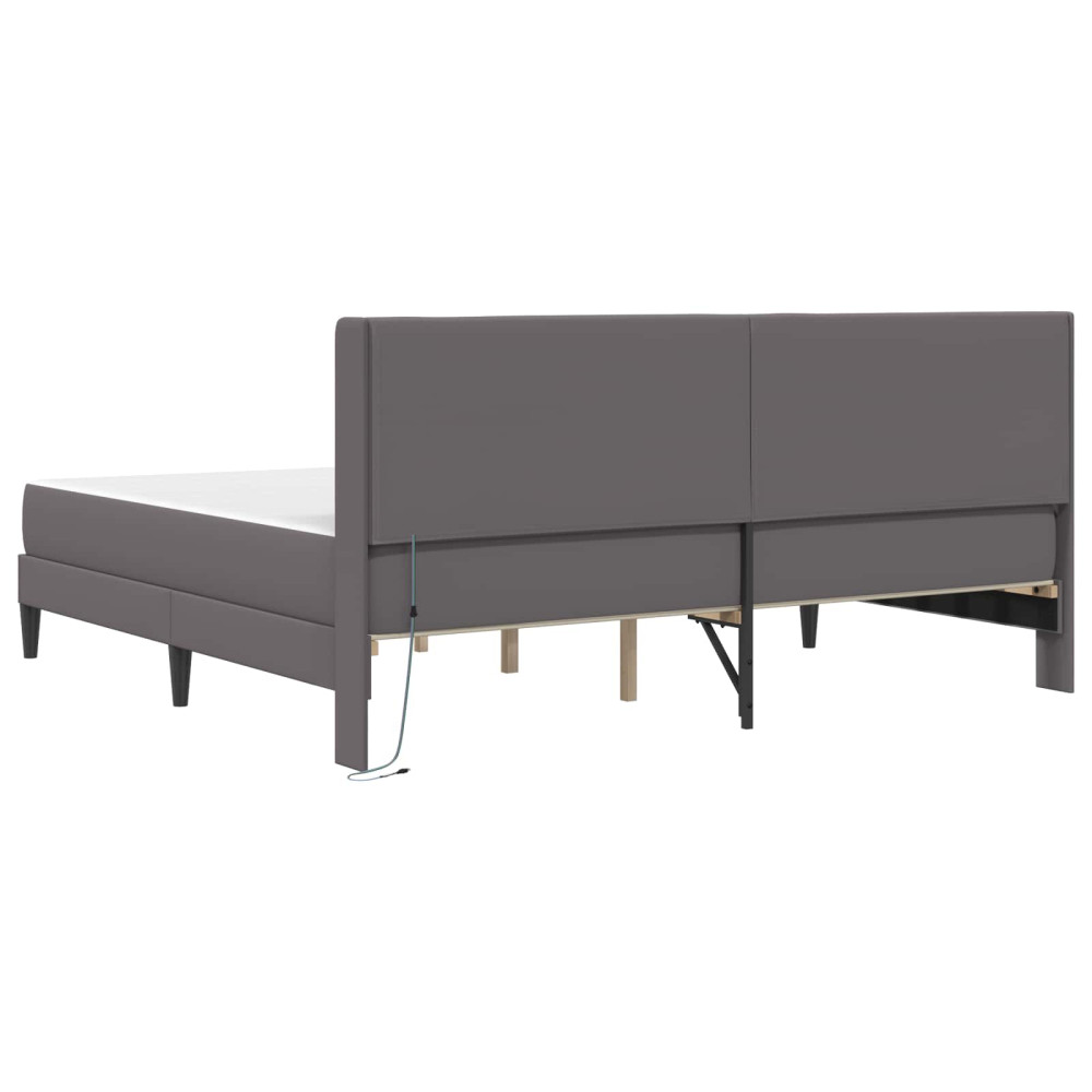 Produktbild för Sängram med madrass Grå 180 x 200 cm Konstläder