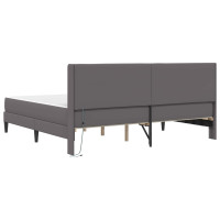 Produktbild för Sängram med madrass Grå 180 x 200 cm Konstläder