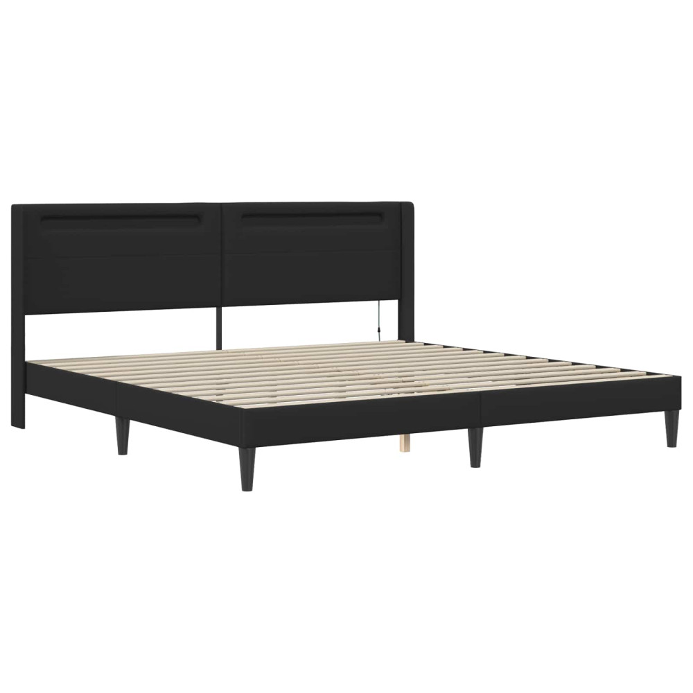 Produktbild för Sängram med madrass Svart 180 x 200 cm Konstläder