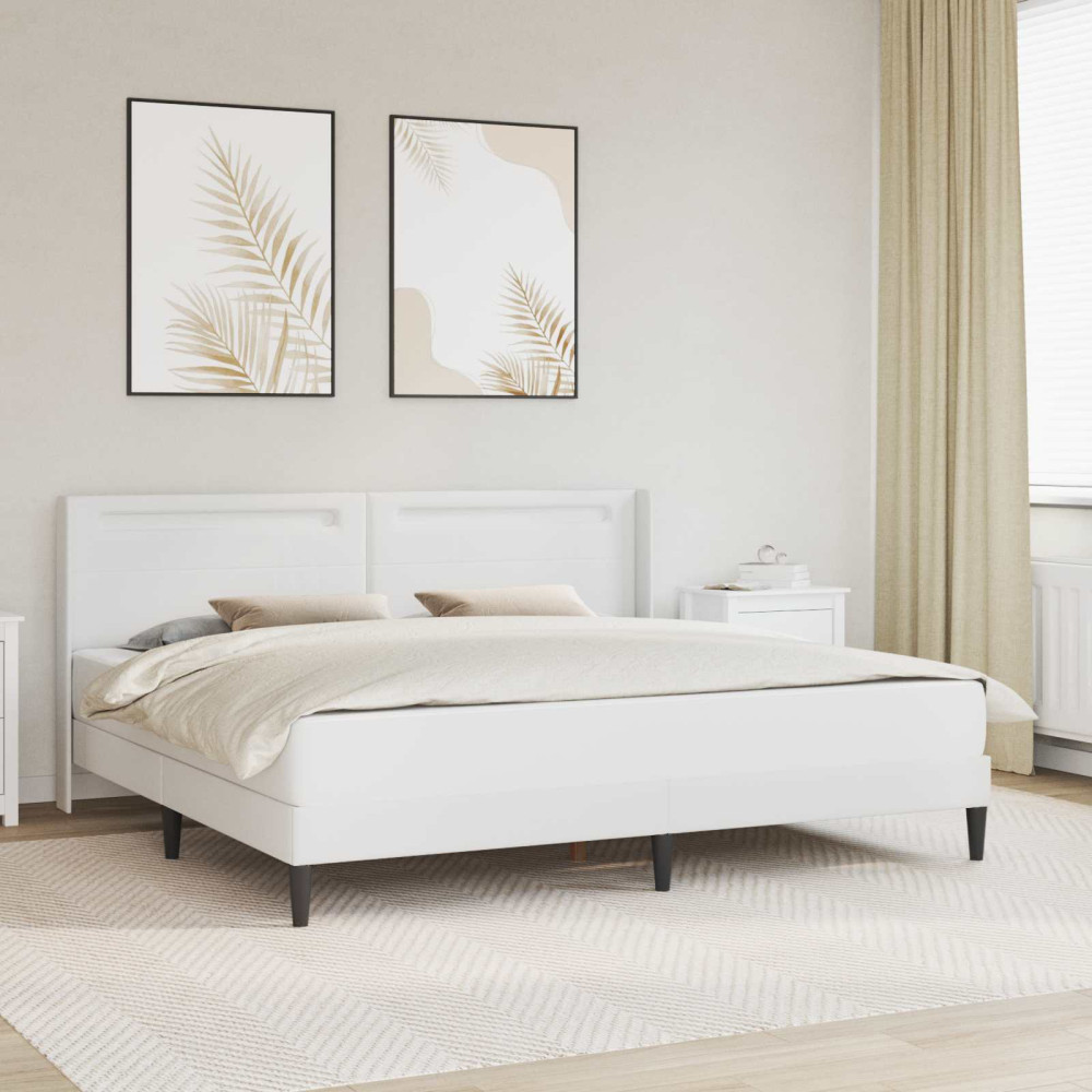 Produktbild för Sängram med madrass Vit 180 x 200 cm Konstläder