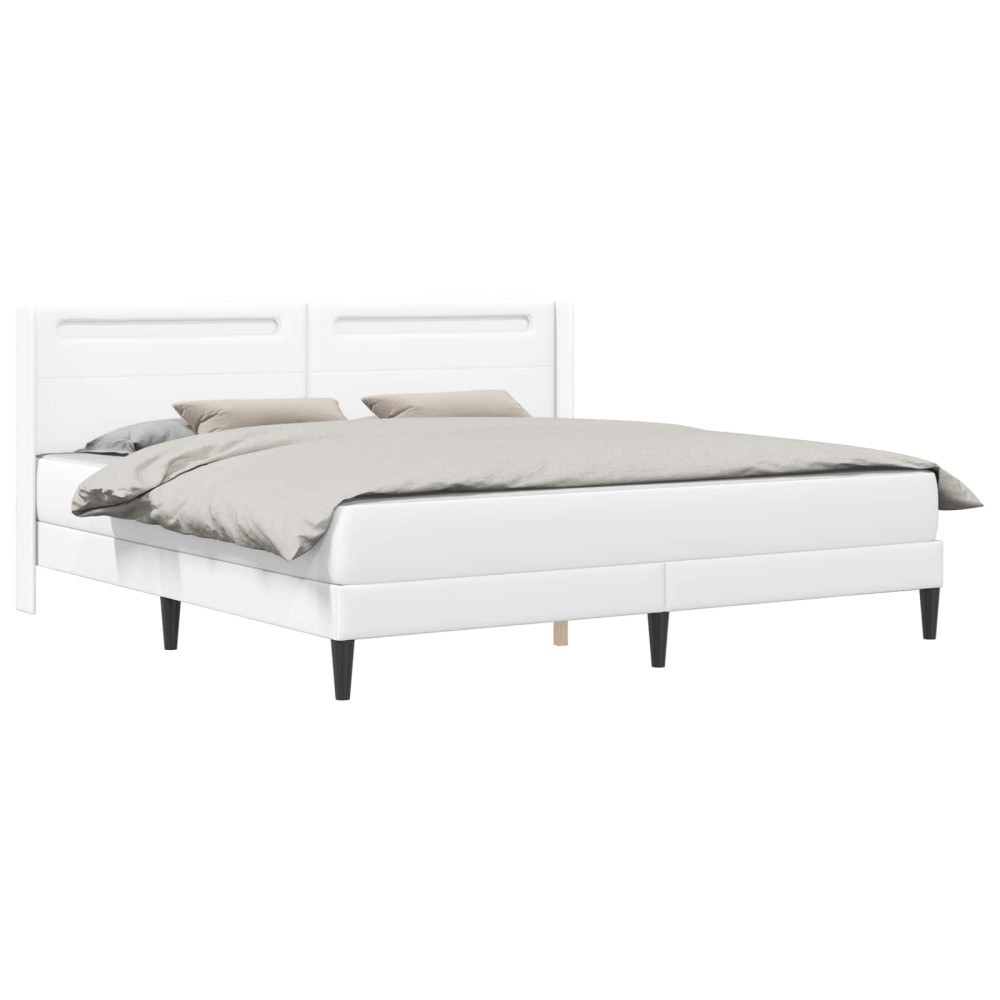 Produktbild för Sängram med madrass Vit 180 x 200 cm Konstläder