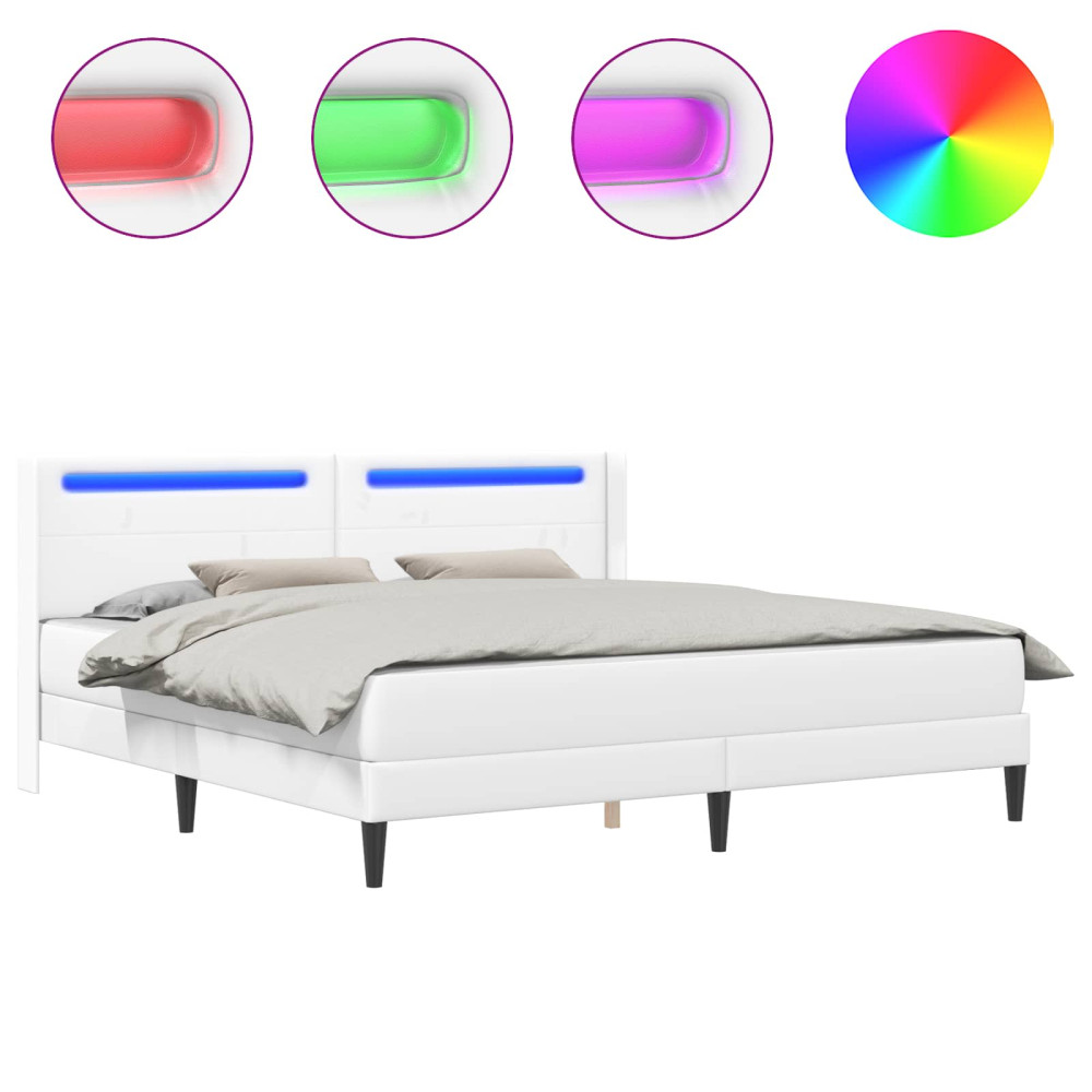 Produktbild för Sängram med madrass Vit 180 x 200 cm Konstläder