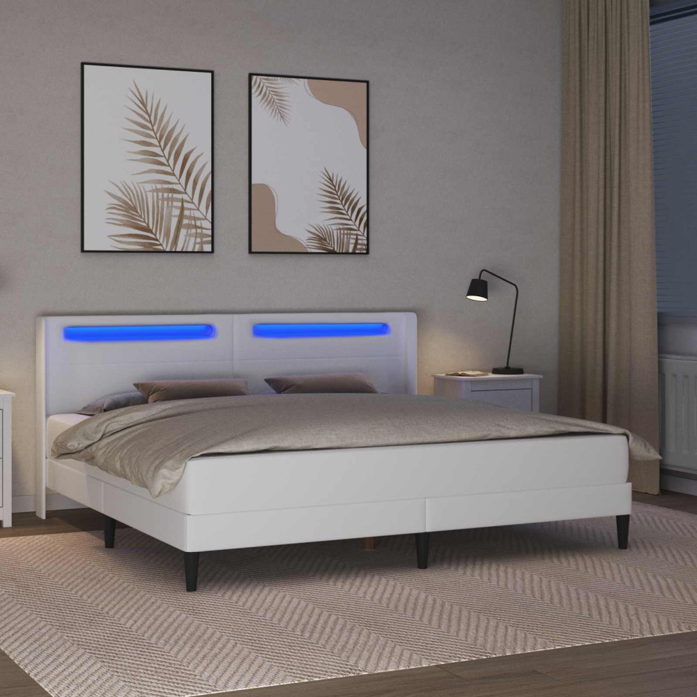 Produktbild för Sängram med madrass Vit 180 x 200 cm Konstläder