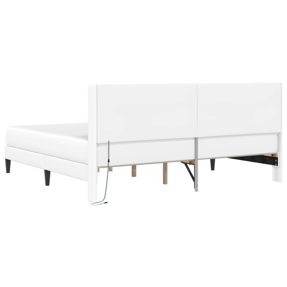 Produktbild för Sängram med madrass Vit 180 x 200 cm Konstläder