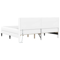 Produktbild för Sängram med madrass Vit 180 x 200 cm Konstläder