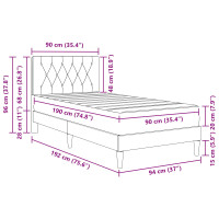 Produktbild för Sängram med madrass med huvudgavel Ljusgrå 90 x 190 cm Sammet