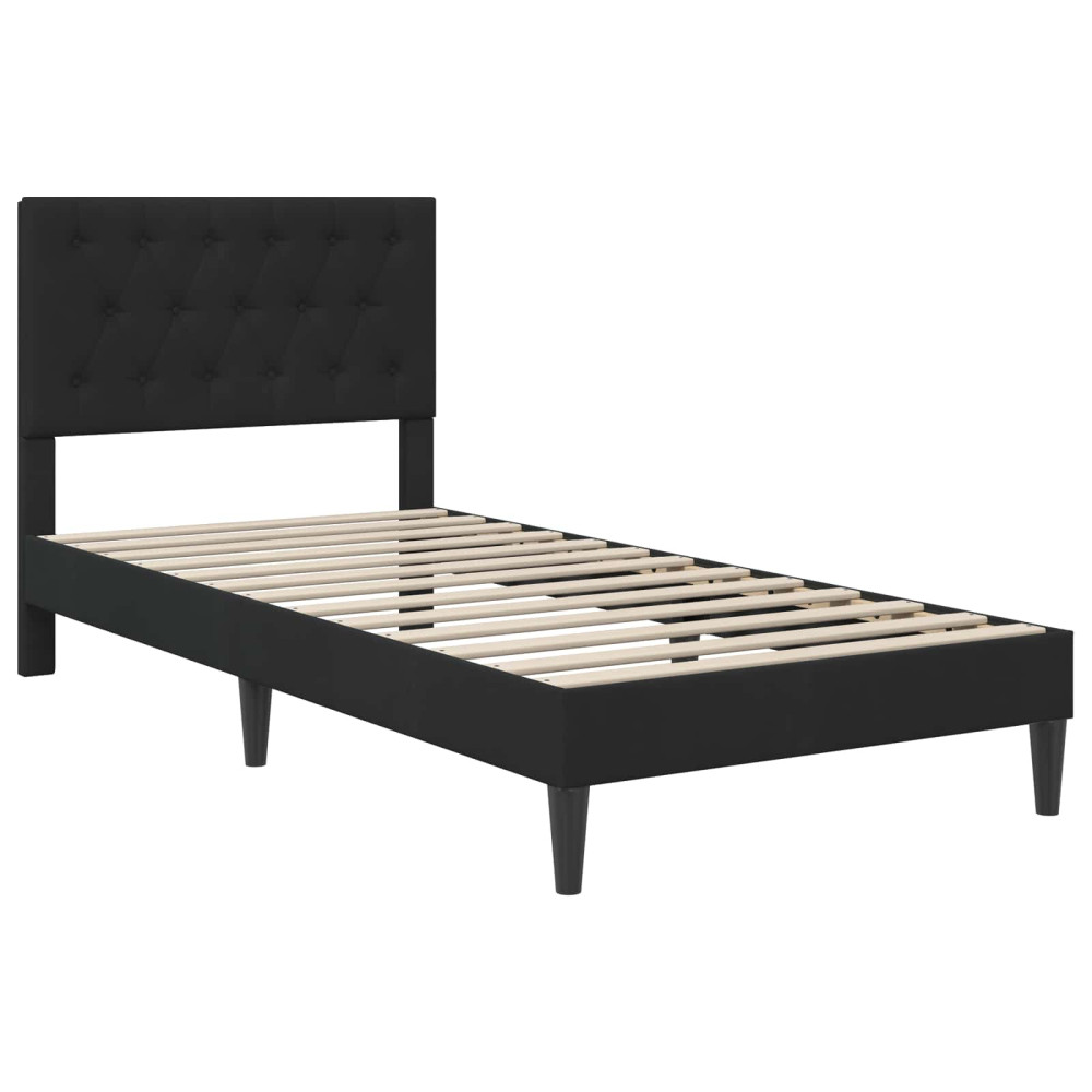 Produktbild för Sängram med madrass med huvudgavel Svart 90 x 190 cm Sammet