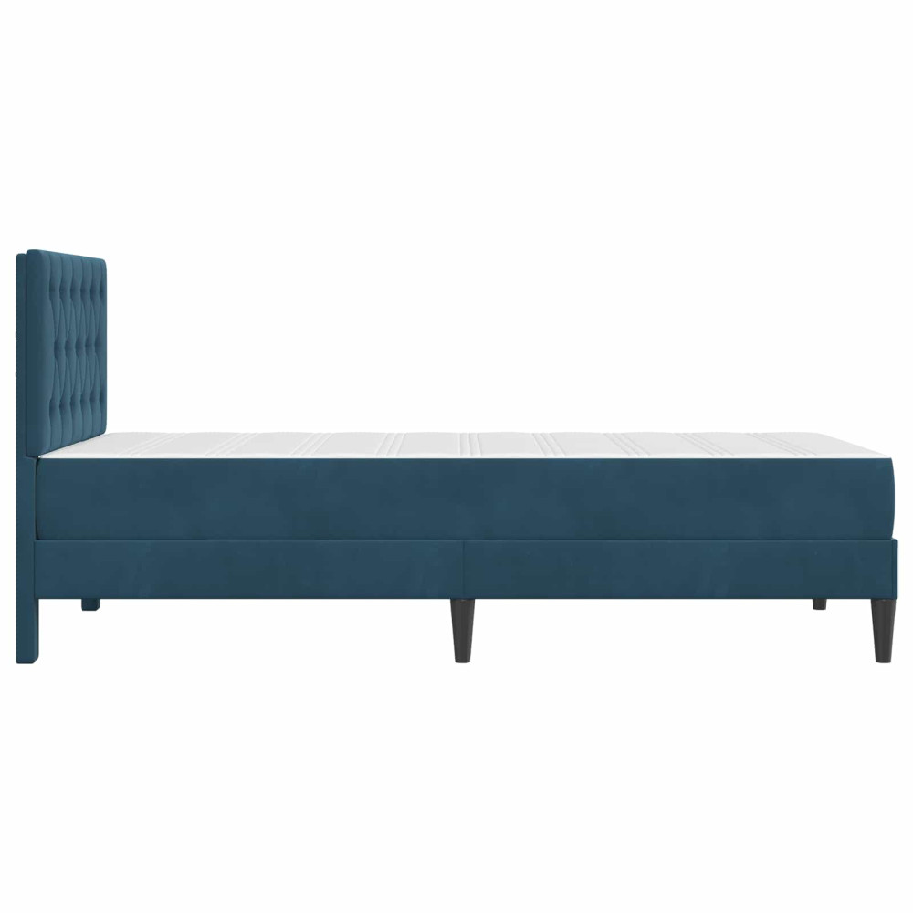 Produktbild för Sängram med madrass med huvudgavel Blå 90 x 190 cm Sammet