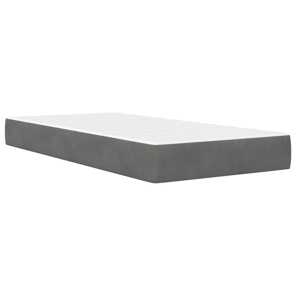 Produktbild för Sängram med madrass med huvudgavel Mörkgrå 90 x 200 cm Sammet