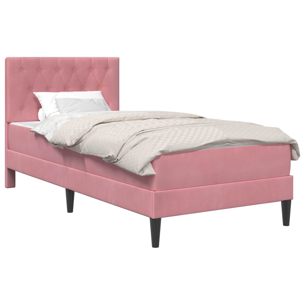 Produktbild för Sängram med madrass med huvudgavel Rosa 90 x 200 cm Sammet