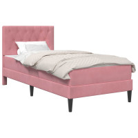 Produktbild för Sängram med madrass med huvudgavel Rosa 90 x 200 cm Sammet