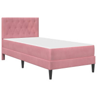 Produktbild för Sängram med madrass med huvudgavel Rosa 90 x 200 cm Sammet