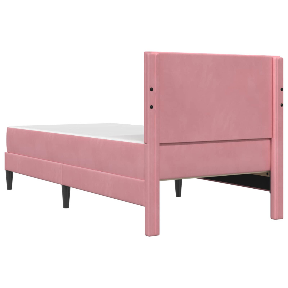 Produktbild för Sängram med madrass med huvudgavel Rosa 90 x 200 cm Sammet
