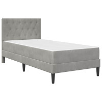 Produktbild för Sängram med madrass med huvudgavel Ljusgrå 100 x 200 cm Sammet