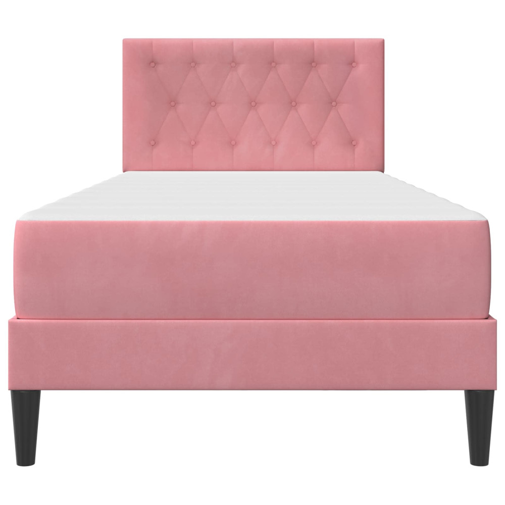 Produktbild för Sängram med madrass med huvudgavel Rosa 100 x 200 cm Sammet