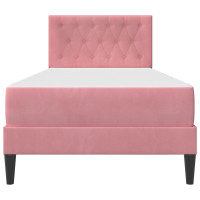 Produktbild för Sängram med madrass med huvudgavel Rosa 100 x 200 cm Sammet