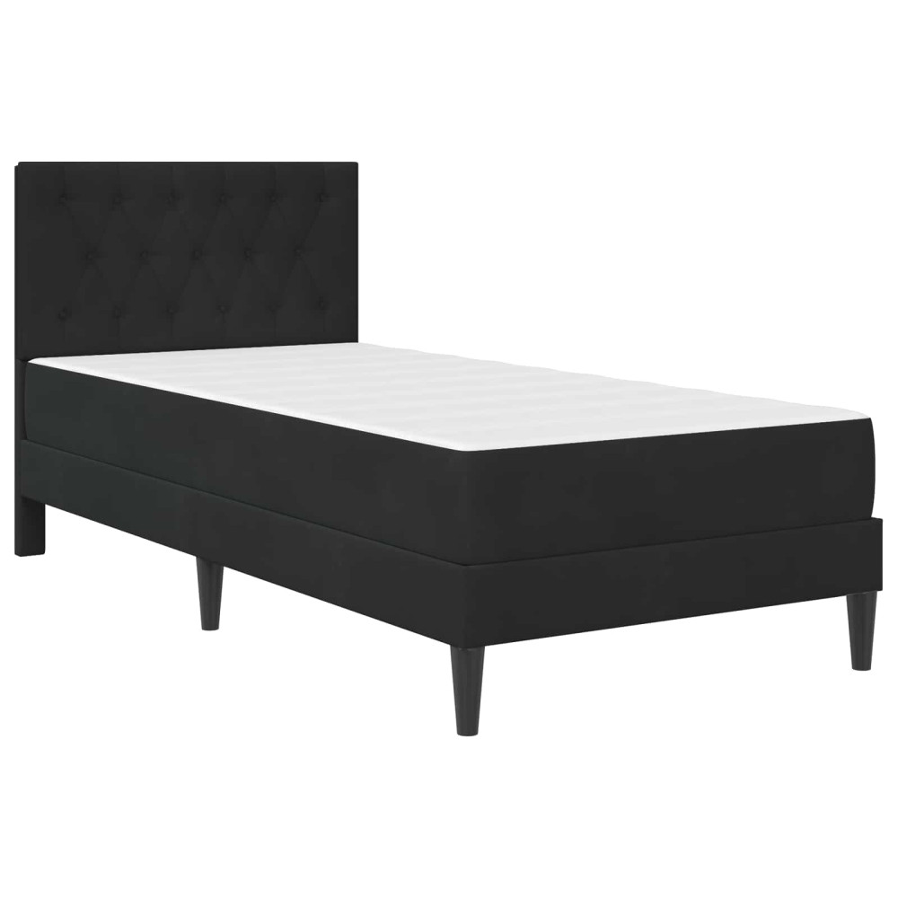 Produktbild för Sängram med madrass med huvudgavel Svart 100 x 200 cm Sammet