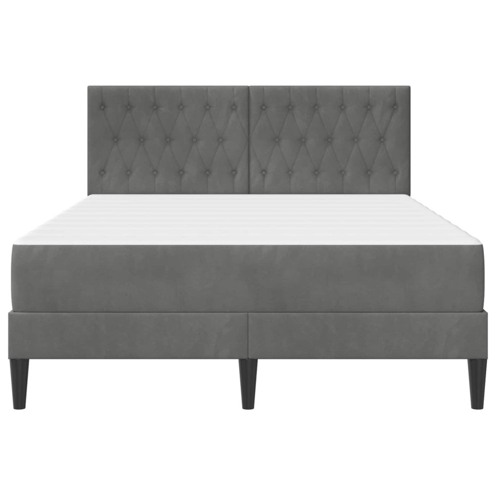 Produktbild för Sängram med madrass med huvudgavel Mörkgrå 120 x 200 cm Sammet
