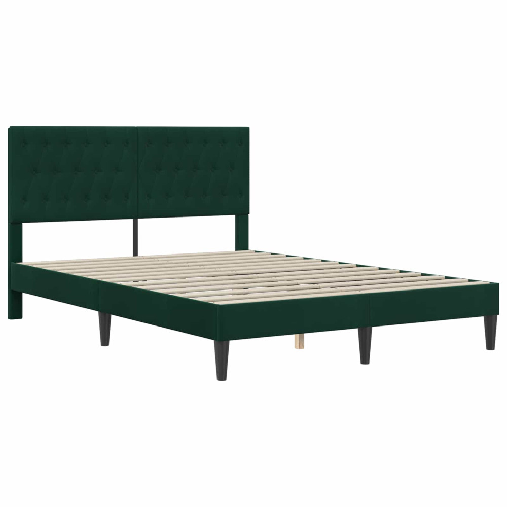 Produktbild för Sängram med madrass med huvudgavel Mörkgrön 120 x 200 cm Sammet