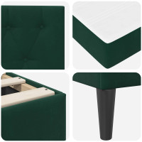 Produktbild för Sängram med madrass med huvudgavel Mörkgrön 120 x 200 cm Sammet