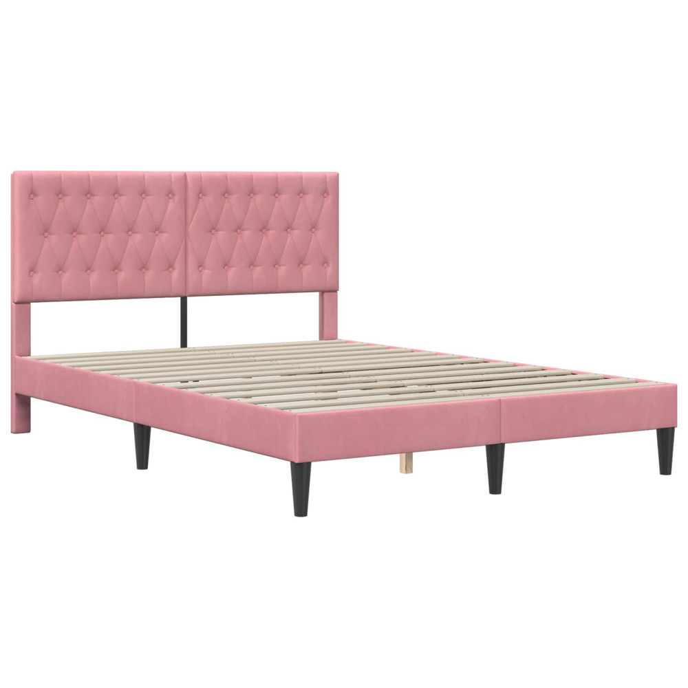 Produktbild för Sängram med madrass med huvudgavel Rosa 120 x 200 cm Sammet