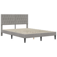 Produktbild för Sängram med madrass med huvudgavel Ljusgrå 140 x 190 cm Sammet