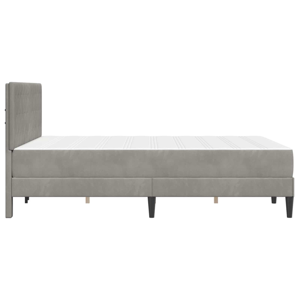 Produktbild för Sängram med madrass med huvudgavel Ljusgrå 140 x 190 cm Sammet