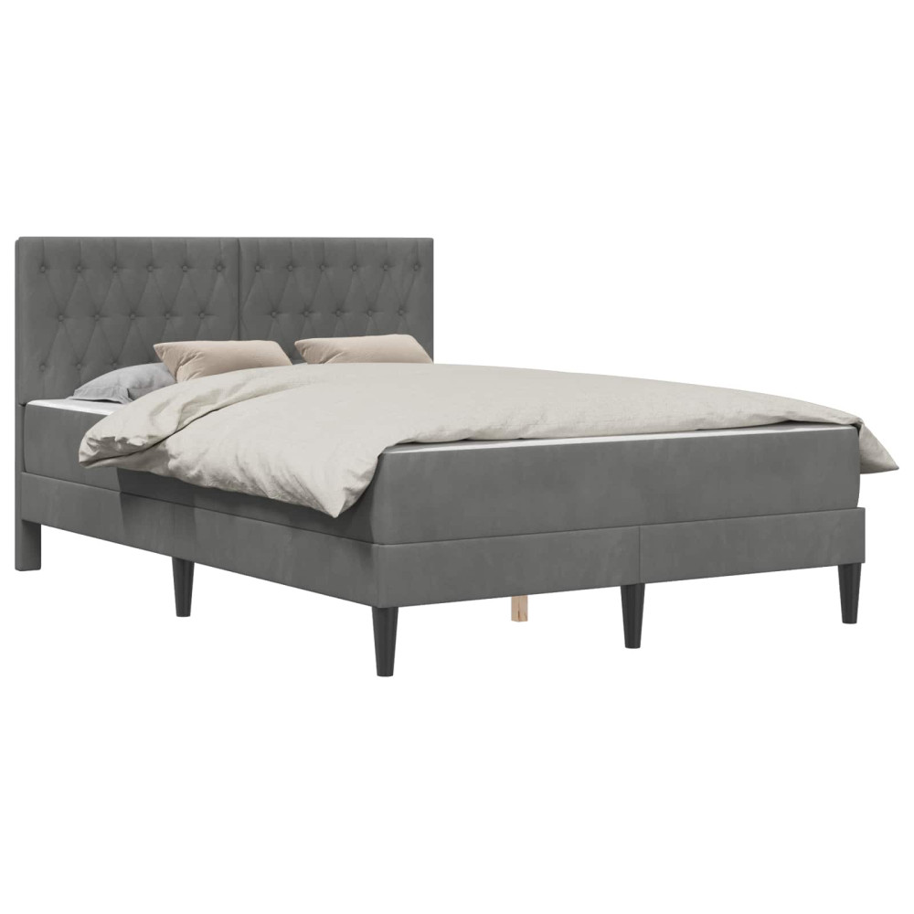 Produktbild för Sängram med madrass med huvudgavel Mörkgrå 140 x 190 cm Sammet