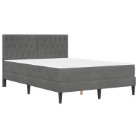 Produktbild för Sängram med madrass med huvudgavel Mörkgrå 140 x 190 cm Sammet