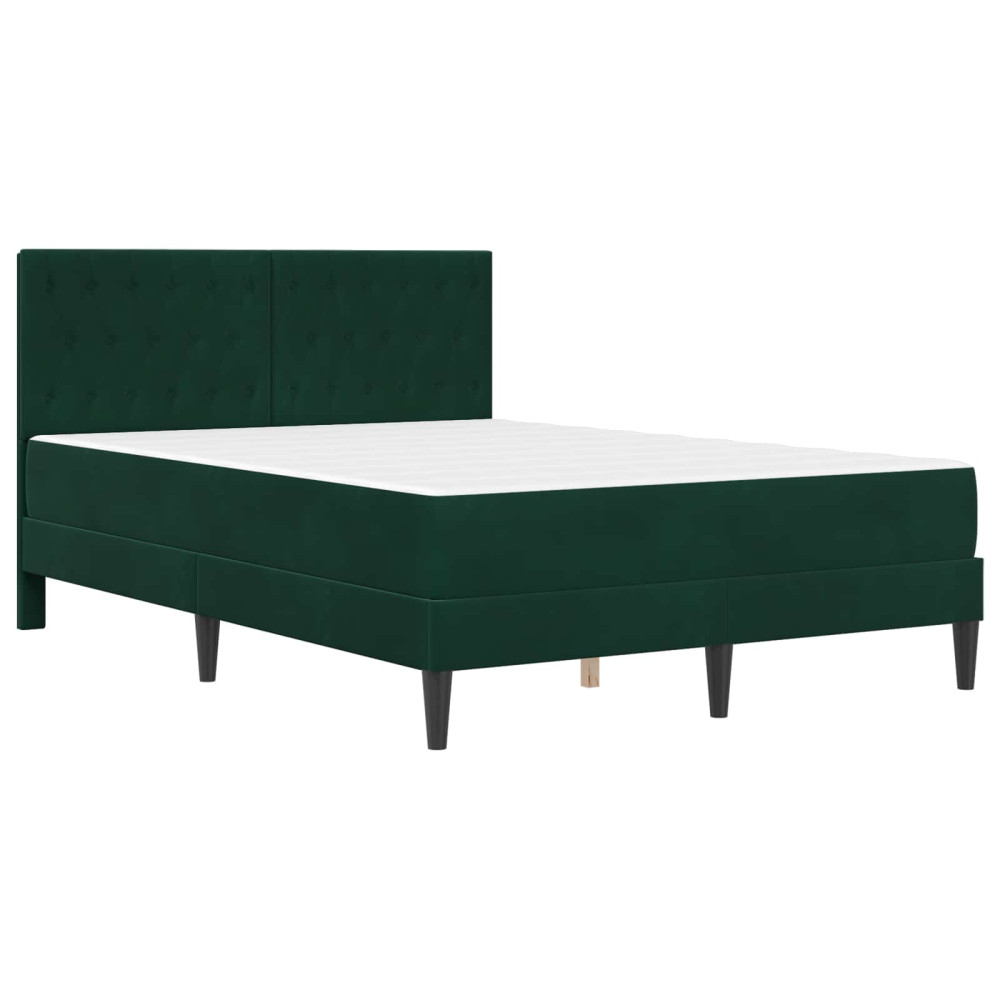 Produktbild för Sängram med madrass med huvudgavel Mörkgrön 140 x 190 cm Sammet