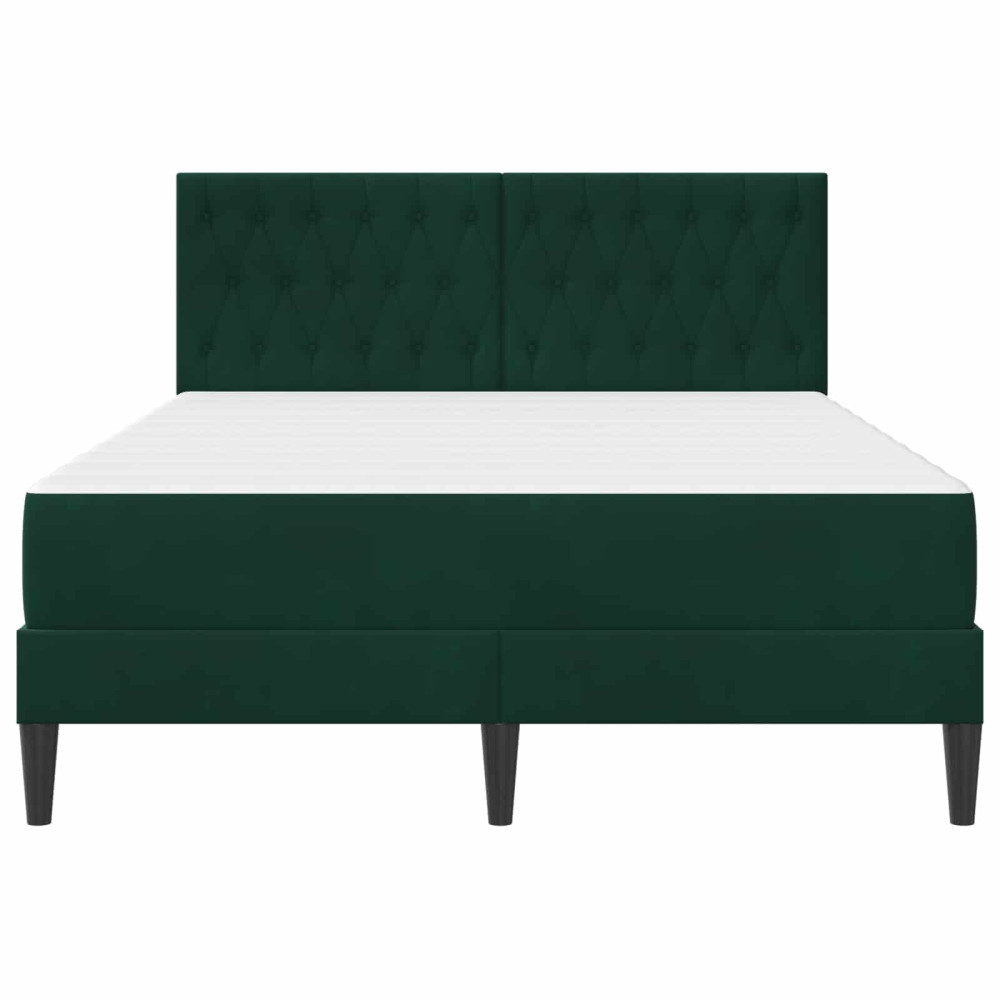 Produktbild för Sängram med madrass med huvudgavel Mörkgrön 140 x 190 cm Sammet