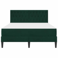 Produktbild för Sängram med madrass med huvudgavel Mörkgrön 140 x 190 cm Sammet