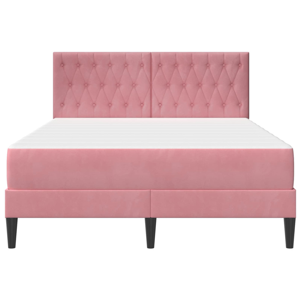 Produktbild för Sängram med madrass med huvudgavel Rosa 140 x 190 cm Sammet