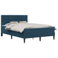 Produktbild för Sängram med madrass med huvudgavel Blå 140 x 190 cm Sammet