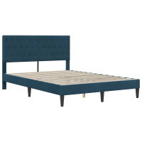 Produktbild för Sängram med madrass med huvudgavel Blå 140 x 190 cm Sammet