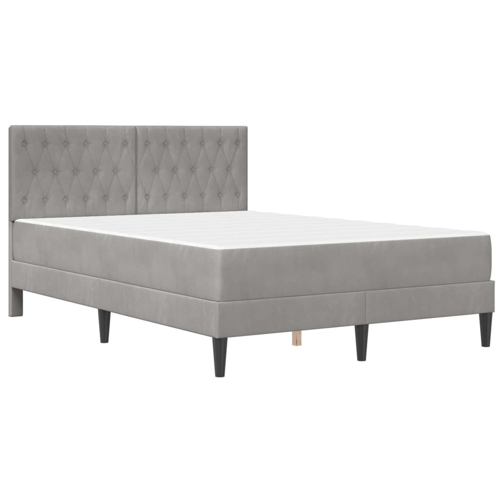 Produktbild för Sängram med madrass med huvudgavel Ljusgrå 140 x 200 cm Sammet