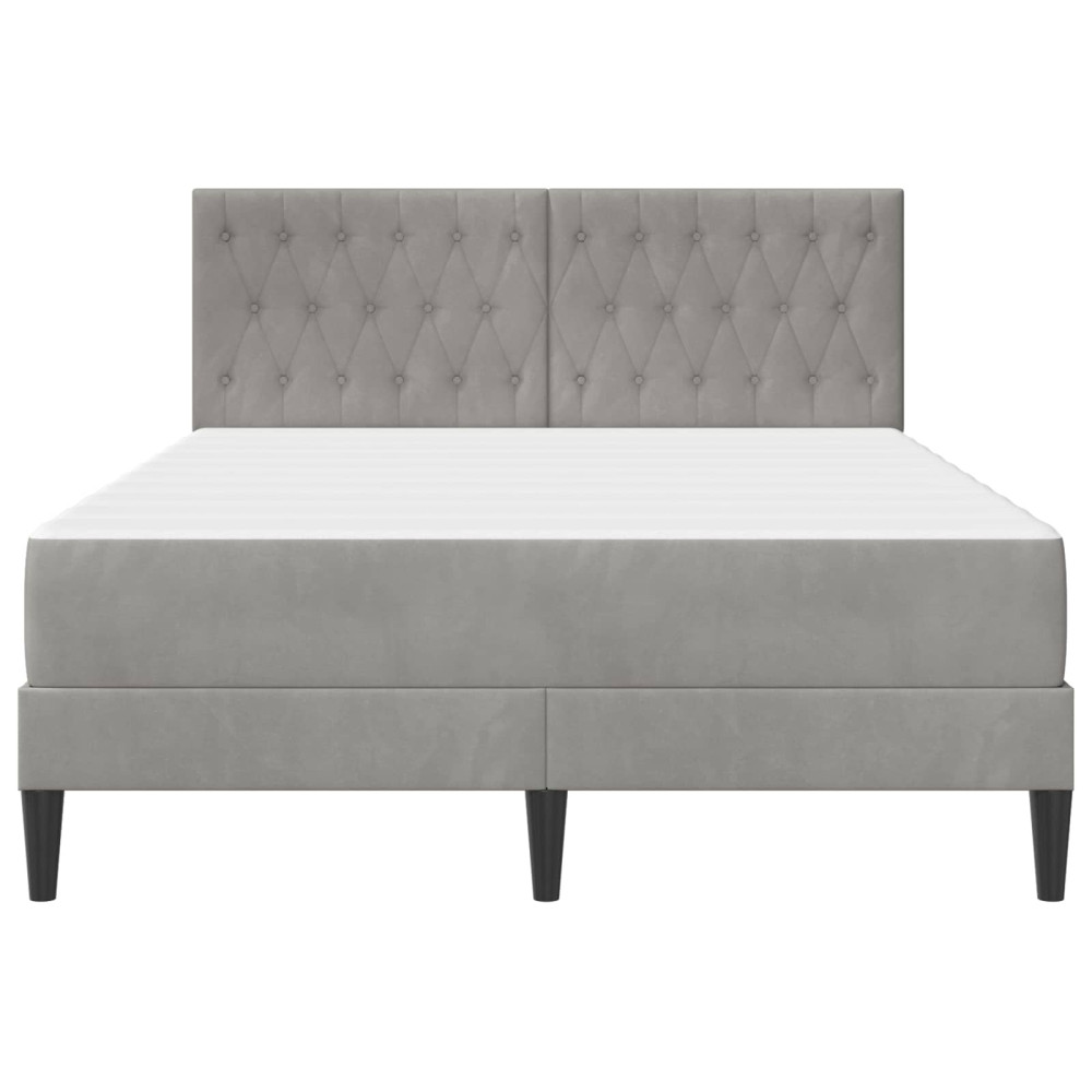 Produktbild för Sängram med madrass med huvudgavel Ljusgrå 140 x 200 cm Sammet
