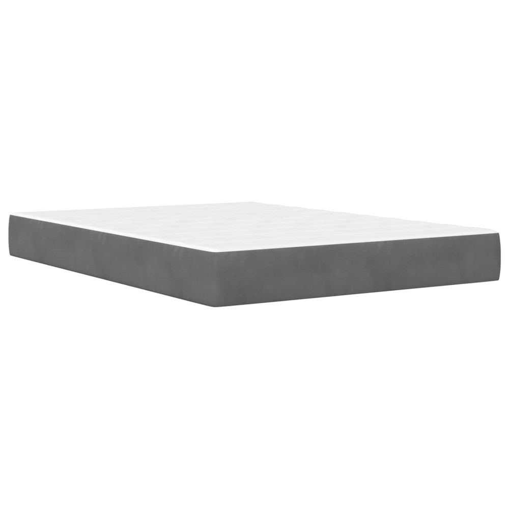 Produktbild för Sängram med madrass med huvudgavel Mörkgrå 140 x 200 cm Sammet