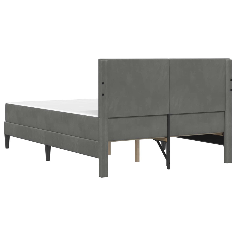 Produktbild för Sängram med madrass med huvudgavel Mörkgrå 160 x 200 cm Sammet
