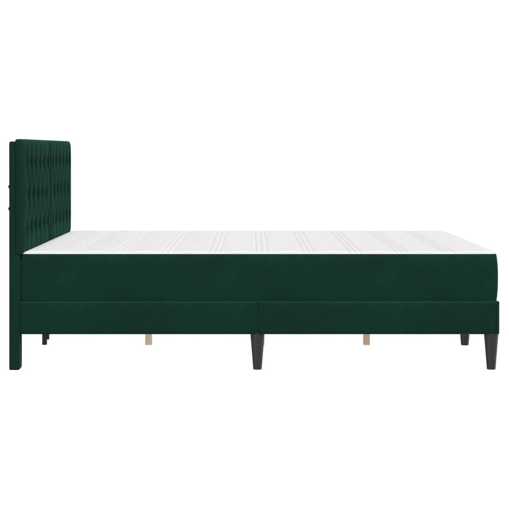Produktbild för Sängram med madrass med huvudgavel Mörkgrön 160 x 200 cm Sammet