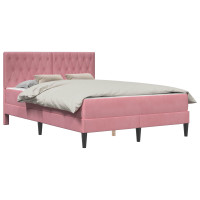 Produktbild för Sängram med madrass med huvudgavel Rosa 160 x 200 cm Sammet