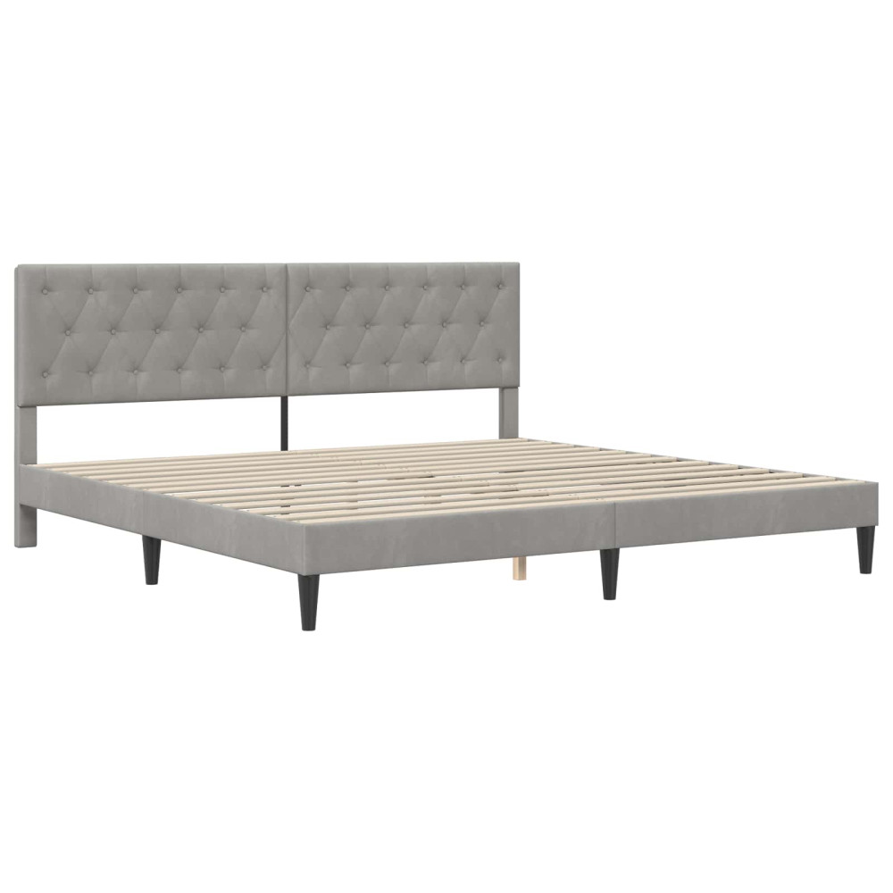Produktbild för Sängram med madrass med huvudgavel Ljusgrå 180 x 200 cm Sammet