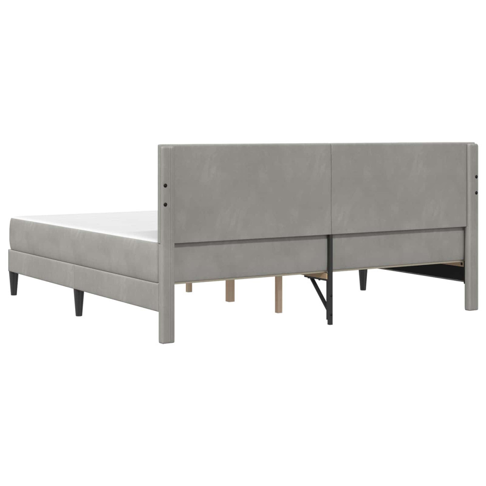 Produktbild för Sängram med madrass med huvudgavel Ljusgrå 180 x 200 cm Sammet