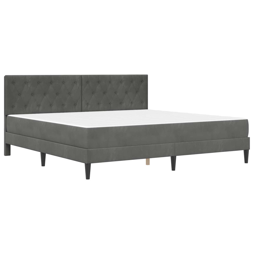 Produktbild för Sängram med madrass med huvudgavel Mörkgrå 180 x 200 cm Sammet