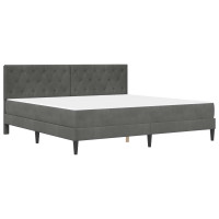 Produktbild för Sängram med madrass med huvudgavel Mörkgrå 180 x 200 cm Sammet