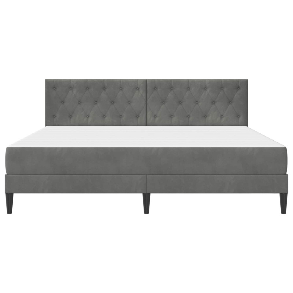 Produktbild för Sängram med madrass med huvudgavel Mörkgrå 180 x 200 cm Sammet